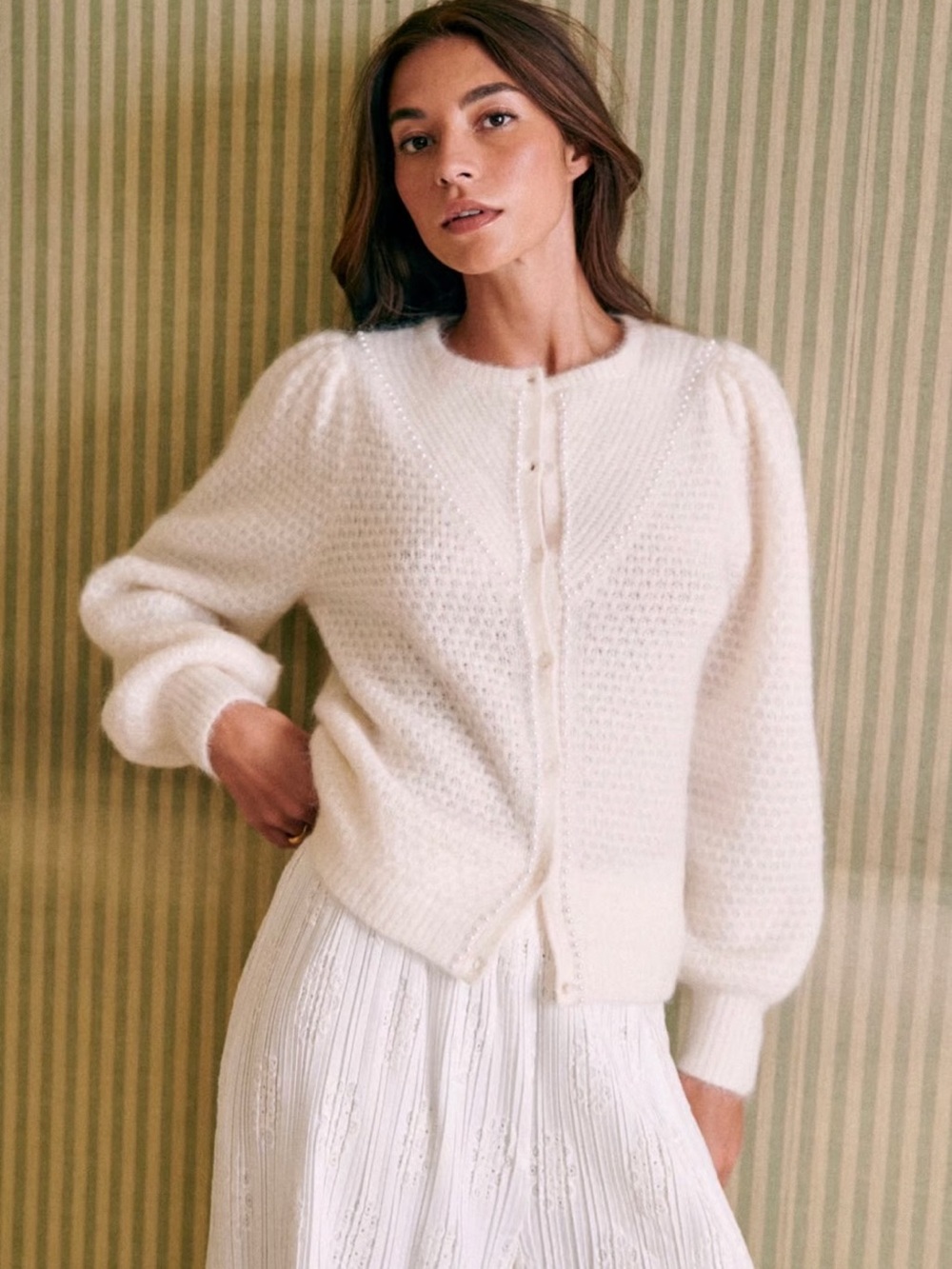 La Maille Sezane Solena Perle Cardigan - Picture 2 of 2